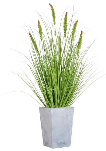 Gdetnysty Planta artificial de hierba artificial decorativa con maceta redonda, muy realista, fácil de limpiar, no requiere riego, para salón, oficina (rojo, 90 cm)
