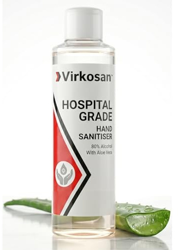 Virkosan Professional Hospital Grade Hand Sanitiser Alcohol Gel 80% Alcohol | Anti bac hand gel, sensitive skin, aloe vera. EN 1500 & EN 14476 tested, antibacterial & virucidal. No sticky residue.