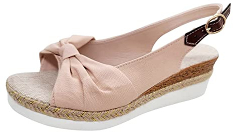 Genérico Zapatos Mujer Ancho Especial Plataforma Comodas Ladies Fashion Solid Color Tejido Casual Bottom Buckle Sandals Sandalias Fucsia Mujer Zapatos Verano 2026 (Pink,42)