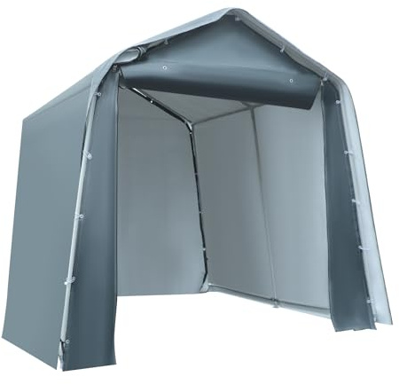 Magazzino Grigio, Garage sotto Tenda, riparo da Auto con Telone in PE, Tenda da Garage resistente alle intemperie, per biciclette a terra per protezione antipioggia, terrazza 2,4 × 2,4 × 2,4 m