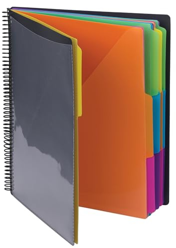 Smead 24 Pocket Poly Project Organizer, Letter Size, 1/3-Cut tab, Gray with Bright Colors (89206),Yellow, Pink, Lime, Blue, Purple,11 3/4 x 10 1/2 x 1\