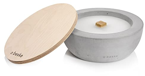 Betonfeuer® - Das Original der Beske-Manufaktur | Modell 'SAVO' | Ø25cm mit Dauerdocht | Wiederbefüllbare Fackel | Unendliche Brenndauer | Recycling von Kerzenwachs | Tischfeuer Fackel