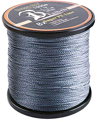LSHEL Geflochtene Angelschnur 8fach 1000m PE Super Starke Geflochtene Schnüre, Grau, 1.0# 0.17mm/9.09kg/20lb
