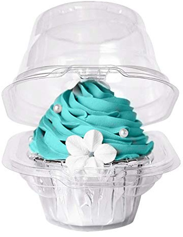 Single Clear Individual Cupcake Box-50 Plastic Single Individual Cupcake Containers with,BPA-Free Dome Carrier Holder for Wedding Favor
