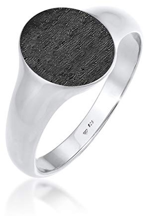 Kuzzoi Siegelring Herrenring oval matt geschwärzt massiv 12 mm 925 Silber | Basic Silberring poliert Ring für Männer in der Ringgröße 54 66