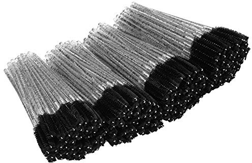 tifanso 200PCS Spoolie Eyelash Brush - Disposable Mascara Brush Wand for Lashes, Eyebrow Eyelash Extension Supplies (Black)