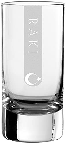 Raki Gläser klein (5cl 2x | 5 Größen verfügbar) 2er Set | 5cl Schnapsgläser Glas | Spülmaschinenfest | Rakiglas mit Gravur 2 Stück