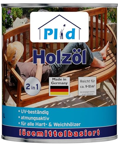 Plid Teaköl 1L – Holzöl Außen für Gartenmöbel | Holzschutzöl, Imprägnieröl | Hart- & Weichholz | UV-beständig | Betont die Holzmaserung | ca. 10m² | Made in Germany