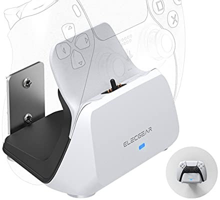 ElecGear PS5 Controller Solo Ladestation, Wandhalterung und Desktop USB Ladegerät Ständer Docking Station für PlayStation 5 DualSense Wireless Controller