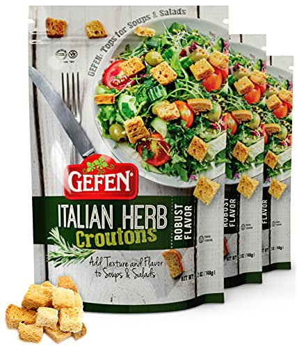 Gefen Lot de 3 croûtons d'herbes italiennes robustes - 150 ml - Parfaits pour les soupes, les salades, les cocottes et vos besoins en matière de cuisson