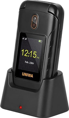 Uniwa V909T seniorer telefon/Bluetooth/kamera/seniorer mobil/med SOS-nödknapp, stora nycklar/större ikoner/4G SIM/dockningsstation/högt ljud/FM-radio, Bluetooth/ficklampa