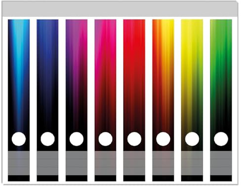 Wallario Ordnerrücken Sticker Bunte Regenbogenstreifen auf Schwarz - Größe 8 Stück, Rückenschilder für 8 schmale Ordner, Klebeetiketten
