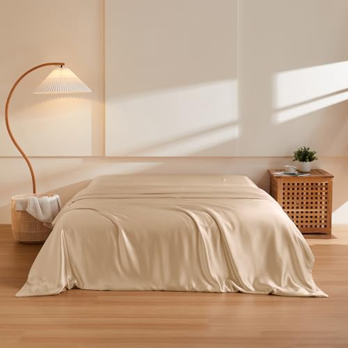THXSILK 6A+ Grade 1 Pcs Silk Champagne Duvet Quilt Cover, 100% Top Grade Mulberry Silk Upscale Series Luxury Breathable Bedding Duvet Comforter Cover with Zipper, No Quilt/Comforter, King