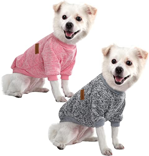 HuaLiSiJi Hundepullover Fleece Hunde Sweatshirt Hundepullover Strick, Warm und Leicht, Mit Einer Weichen Textur, Elastizität Leicht zu Tragen (Pink+Grey, M)