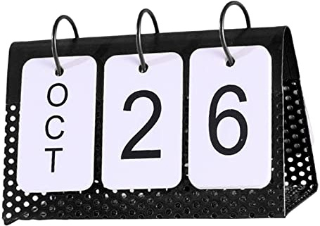 Sharplace Calendrier perpétuel créatif, décor de tournage de table à cadre en métal pour la maison, Le noir