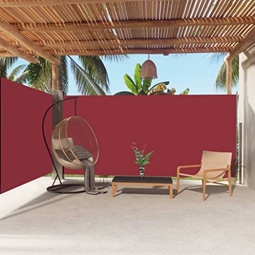 HOMIUSE 180x600 cm Balkon Sichtschutz Seitenmarkise Sichtschutz Terrasse BalkonfäCher Markise Balkon Sonnenschutz Balkon Windschutz Ohne Bohren Rot