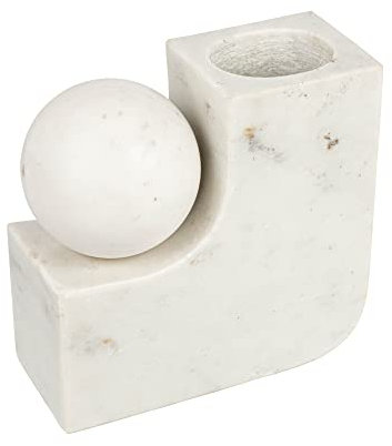 Bloomingville Moderner Marmor-Kerzenhalter mit Kugel, weiße Vase