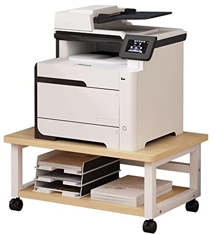 Druckerregal, Rolling Printer Halter Tischständer Mit Drehbaren Rädern Mehrzweckspeicher für Scanner/Bücher/Dateien Arbeitswagen (Farbe : Natural, Größe : 60x40x26.2cm)
