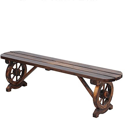 ZMYJTO Rustikale Wagenradbank aus Holz für 2 Personen, Gartenbank, Verandabank, für Garten, Veranda, Terrasse, Rasen, Hof, Park, Innen- und Außendekoration (Size : 100x28x26cm/39.4x11x10.2in)