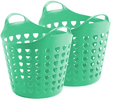 2er Flexibler Aufbewahrungskorb für Spielzeug, Wäsche, u.v.m. in verschiedene Farbe mit Belüftungslöchern. 35 Liter Volumen, mit zwei großen Henkeln. Topp (Türkis)