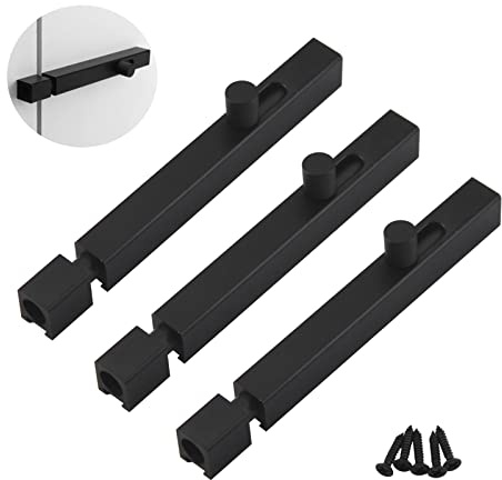 Cerrojo deslizante sólido de aleación de aluminio negro resistente perno de puerta de barril grueso pestillo deslizante de puerta de superficie oculta (3 piezas)