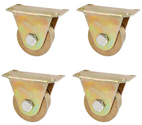 45# Stahl-T-Nut-Rad, robuste starre Rolle, Schiebetor-Laufrolle mit Halterung, für umgekehrte Schienen, Rolltore, Industriemaschinen, rollendes Einfahrtstor, 4 Stück (100 mm/4 Zoll)