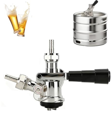 Kegverschluss Zapfkopf Typ A G5/8 Gewinde Keg Zapfanlage mit Überdruckventil, 304 Edelstahl Brauen Bierfass Fasshähne Bierzapfhahn für Heimbrausystem (Typ D)