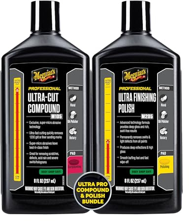 Meguiar’s Mirror Glaze Bundle, Polishing Compound Kit —Includes Ultra-Cut Compound And Ultra-Finishing For Scratch-Free Exterior Gloss; For Car Paint On Cars, Trucks & Suvs