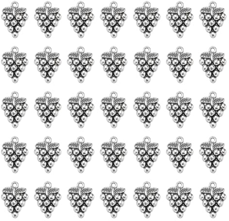 SUNNYCLUE 1 Box 100 Stück Trauben Charms Groß Silber Vintage Charms Legiertes Metall Tibetischer Mini Süßer Frucht Charm Für Die Schmuckherstellung Charms Frauen DIY Halsketten Ohrringe Armbänder Bast