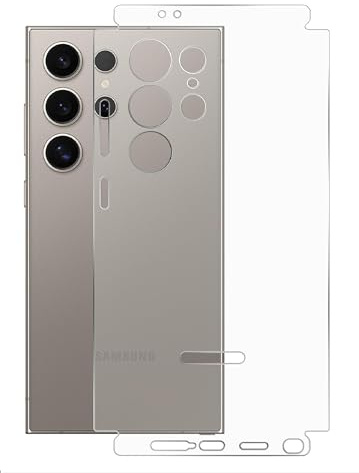 GIOPUEY[2 Stück Rückseite Folie Kompatibel mit Samsung Galaxy S24 Ultra, Samsung Galaxy S24 Ultra Rückseite Schutzfolie, Weiches TPU, Dünn, Matte Textur, Schützende Grenze - Translucent