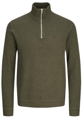 JACK&JONES Jprbluchrister stickad halv dragkedja, Olivnatt/detalj: melerad, M