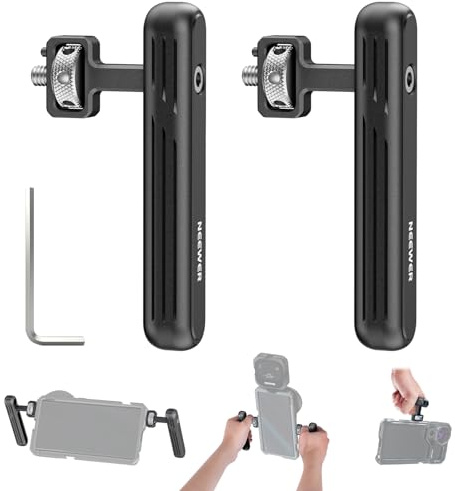 NEEWER Seiten/Top Handle nur für NEEWER iPhone 16 15 Samsung S24 S23 Käfige | 2er Pack, drehbar, 1/4 Schraube, Verdrehsicherung, für Smartphone Stabilisatoren Video Rigs, Videoaufnahmen, Filmen, PA027