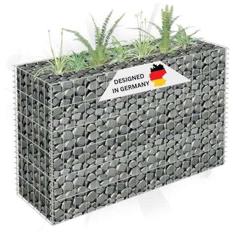 DELUKE Gabionen Hochbeet ROON aus Stahl | 90x30x60cm | Steinkorb Gabionengitter Ziergabione Steingabione Drahtkorb befüllbar