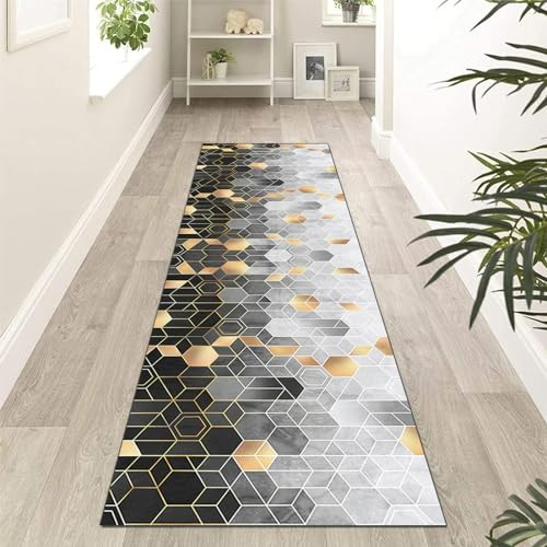 CLOYAO Tapis de Couloir Long Antidérapant,Long Tapis Cuisine Devant evier,Paillasson Long Entrée Interieur,Tapis de Passage Poils Ras,Tapis de Sol pour Entree Buanderie Salle de Bain