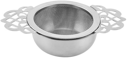 Tea Infuser Stainless Steel Tea Strainer Fine Mesh Tea Diffuser with Double Handles for Teapots Cups Mugs to Loose Leaf Tea Cocktail Juice Flour Spices and Baking Silver
