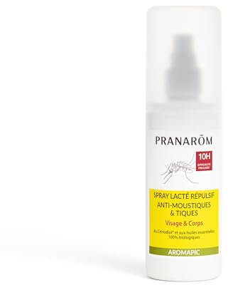 Pranarôm - Aromapic - Spray Lacté Répulsif - Efficace 10 heures - Anti-moustiques et Tiques - Huiles Essentielles 100% BIO - 100 ml