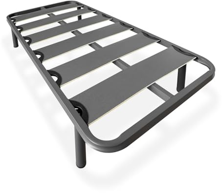amuéblate online - Somier Reforzado de Láminas Anchas, Anti - Ruido, Estructura 40x30 mm con Juego de Patas Roscadas, Fuerte y Resistente 90x190