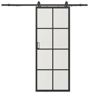 Vente-unique - Porte coulissante avec systéme en applique - aluminium et verre trempé - H205 x L63 cm - WILDEN II