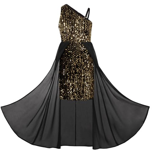 GRACE KARIN Mädchen Pailletten Kleid Ärmellos Chiffon Overlay Bodycon Kleid