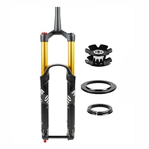 UIOPPOI Forcella ammortizzata per mountain bike 27,5/29 pollici DH MTB Air Fork Travel 160/180mm Rebound Regolare 1-1/2 '' Conica Forcella anteriore della bicicletta Asse passante 15x110mm Boost