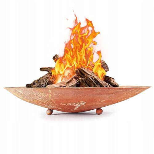 Kapaba – Brasero para el jardín Ø 57 cm, tabla de salmón flameado – parrilla giratoria – brasero con parrilla – barril de fuego – cesta de fuego – trípode para brasero – Jardín – Plegable – Parrilla
