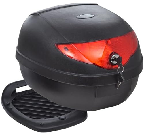 Gecheer Topcase Motorradkoffer 36 Liter, Motorrad-Topcase 36 L für einen Helm, Topcase für Motorrad, Top Case Motorrad Box, Schwarz