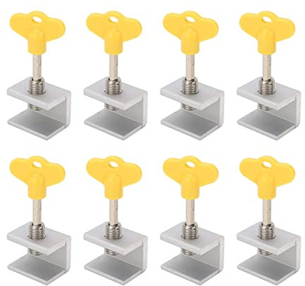 OVAQUIXI Fenstersicherung Schiebefensterschloss verstellbar, 8er Set Aluminiumlegierung, für vertikale & horizontale Fenster, Kinder- und Einbruchsschutz, silber