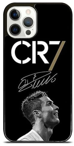 EZB Cristiano Ronaldo Schutzhülle für iPhone, flexibel, stoßdämpfend, coole Handyhülle, Schwarz und Weiß, Signature CR7 (iPhone 12 Pro)