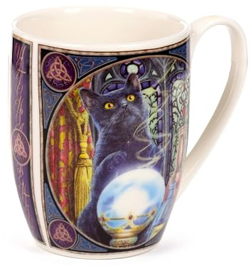 Puckator Tasse aus Porzellan 300 ml – Witch's Apprentice Cat – Katzen – Design von Lisa Parker