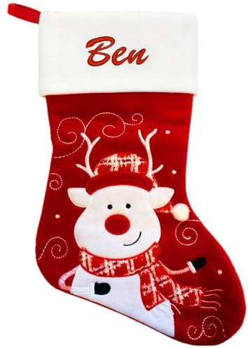 Amikado Chaussette de Noël Rouge prénom (Renne)