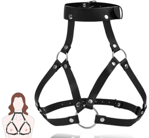 XURJUMI Catena gotica per il corpo, Cintura con catena per il corpo Punk in pelle nera Nightclub Rave Harness Accessori per gioielli per donne e ragazze