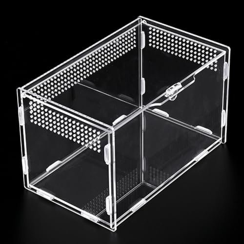 NLONLL Acryl Terrarium Reptile Fütterungsbox Insect Reptilien Box Mini Terrarium Transportbox Acrylic Reptilienzuchtbox Transparent Reptil Zuchtfall für Spinnen, Eidechsen, Schnecken (20×12×12cm)
