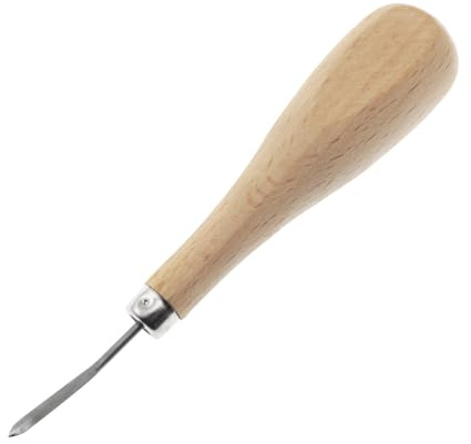 yyangz Alêne courbé en cuir avec poignée en bois - Poinçon diamant - Poinçon évasé - Outils de couture faits à la main - Alêne de couture pour travaux manuels - Perceuse à coudre en cuir