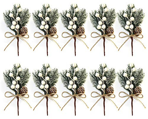 Prismoria 20 steli di bacche bianche artificiali di Natale, bacche di agrifoglio bianco innevato, per ghirlande di Natale, decorazioni per vasi di casa, fai da te, artigianato, confezioni regalo
